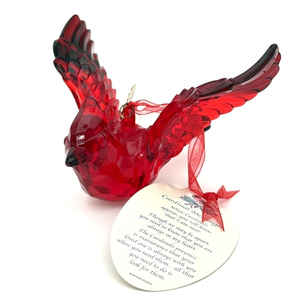 Department 56 Cardinal Messenger Red Acrylic Bird Ornament 6005371 B Counts Poem
